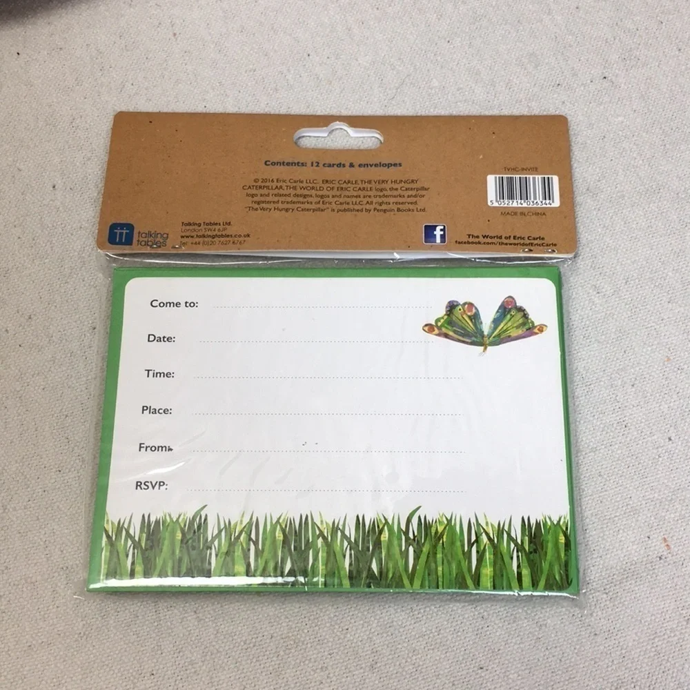Eric Carle caterpillar invitations/envelopes NEW